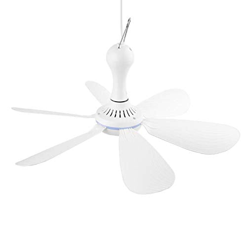  [AUSTRALIA] - Small USB Ceiling Fan DC 5V Hanging Fans for Power Bank Indoor Outdoor RV Bed Room Desk Boat Coop Travel Tent Canopy Cubicle Little Mini Portable 6 Detachable Blades Air Cooler Circulator