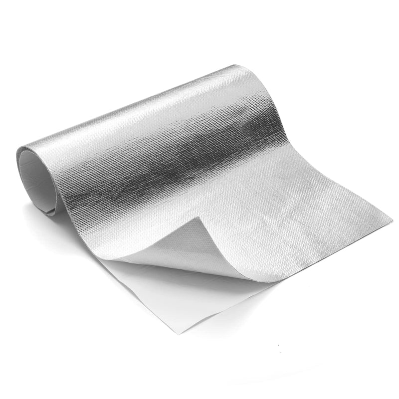 FLASLD Aluminized Heat Shield Mat Thermal Barrier Adhesive Backed Heat Blanket 12'' X 24'', Fiberglass Insulation Reflective Material High Temp Protection 12 x 24 Inch