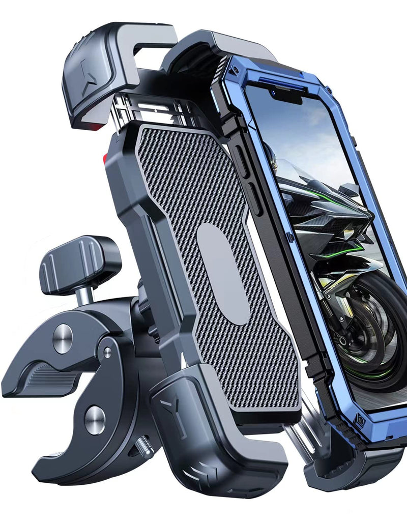 Motorcycle Phone Mount Holder, [150mph Wind Anti-Shake][7.2inch Big Phone Friendly] Bike Phone Holder, Motorcycle Handlebar Cell Phone Clamp, Compatible with iPhone 16 Pro Max, Black