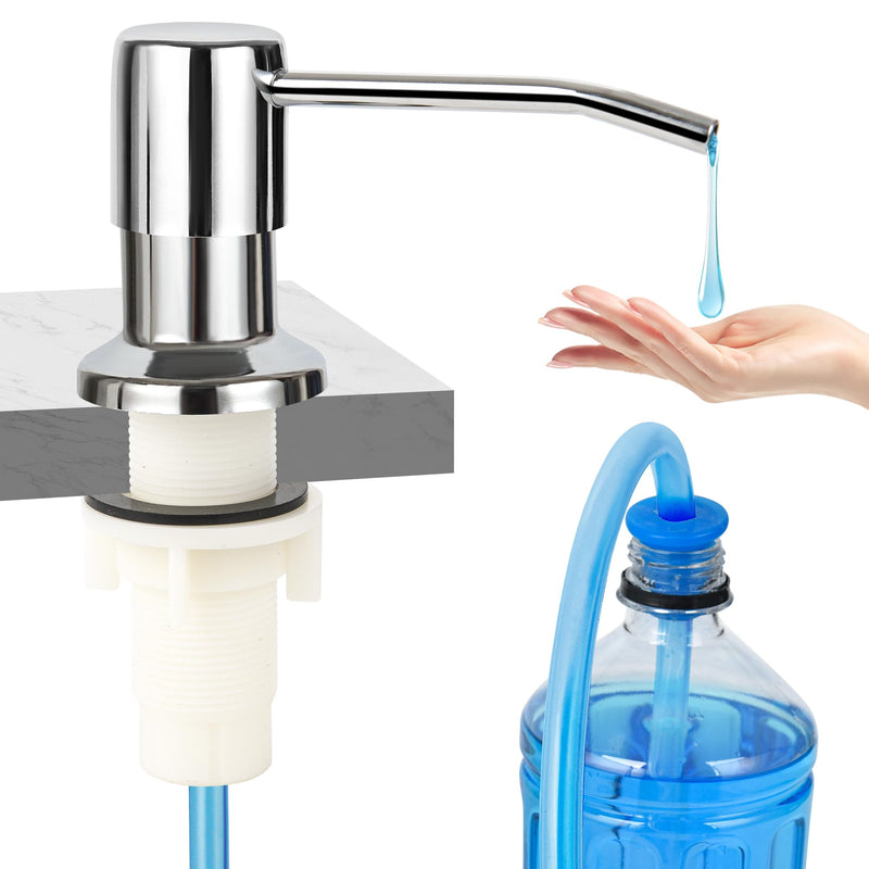 Soap Dispenser for Kitchen Sink,Chrome Stainless Steel Countertop Dish Sink Soap Dispenser Pump with 47 '' Extension Tube kit Chrome