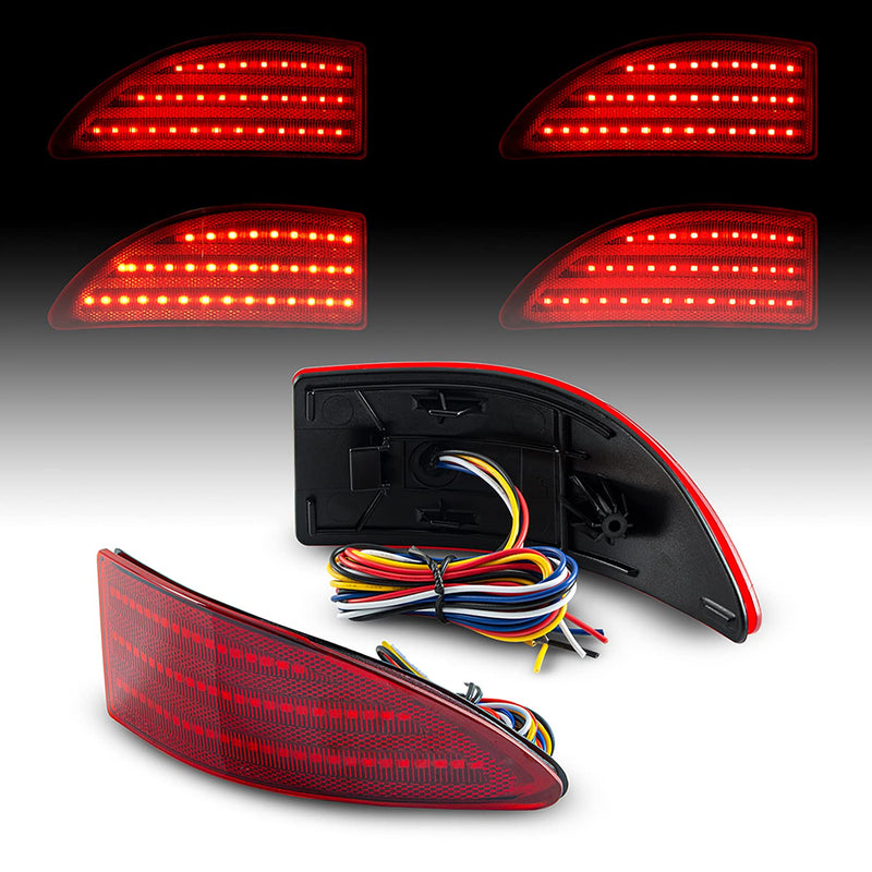 LED Rear Bumper Reflector Light Compatible with Lexus IS250/IS350 2006-2012 w/4 Functions Running+Turn+Signal+Brake+Reverse Lighting Red Lens Red(4Functions)