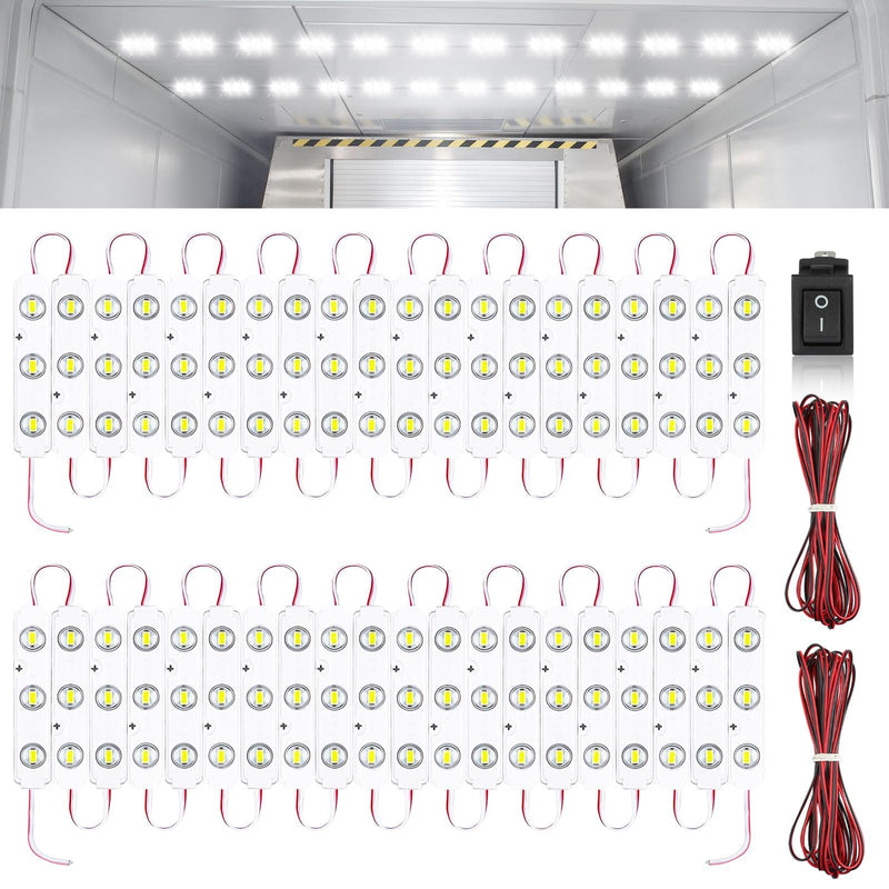 Linkstyle 12V 120 LEDs Van Interior Light Kits, 12V LED Light Strip LED Module Lights Ceiling Lamp for Car Van Truck Auto Vehicle, 40 Modules