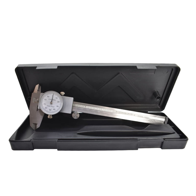 6 Inch Dial Caliper Measuring Tool, 0.001 Inch Graduation, Measure Inside Outside Dimensions and Depth, with Carry Case