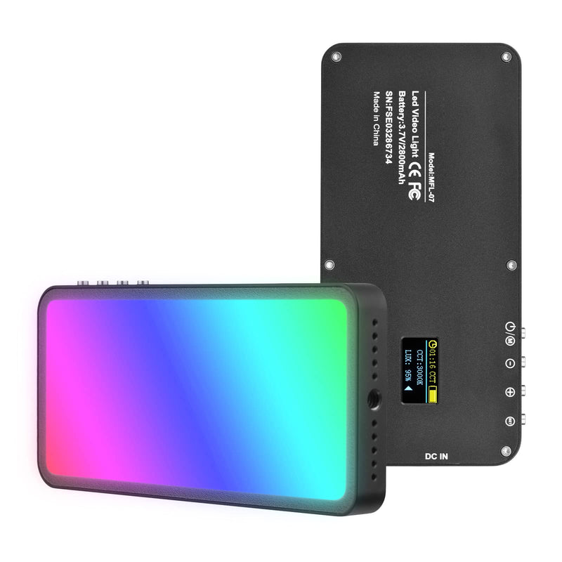 RGB Video Light, Camnoon Portable RGB Camera Light 2800mAh Battery Rechargeable, 360 Full Color 30 Light Effects, CRI≥95 3000-6500K LED Panel Photography Lighting for YouTube TikTok