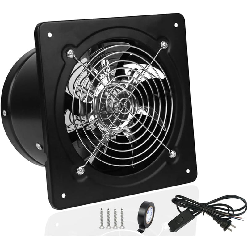 4 inch Exhaust Fan Metal Iron Ventilation Extractor, Silence with Anti-backflow Check Valve Window and Wall Mount Vent Fans for Home Office Kitchen Bathroom Grow Tent Garage Black 4 inch