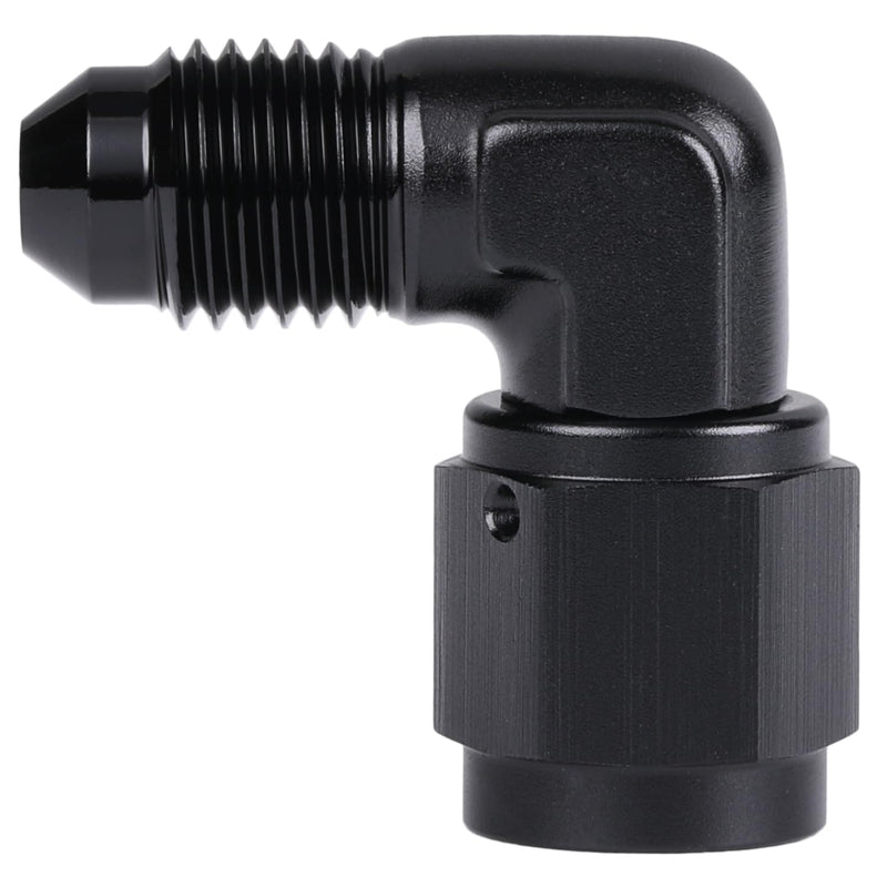 4AN Female to 4AN Male Flare 90 Degree Elbow Swivel Fitting Adapter Coupler Aluminum Black Black - 90 Degree