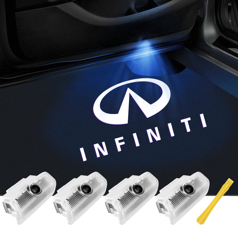 No Fade Car Door Lights Logo Compatible with Infiniti, LED Welcome Lights Accessories for Q50 Q60 Q70 G25 G37 QX50/56/60/70/80 M25/35/37/45/56 FX35/37/45/50 EX25/35/37 IF-4pcs