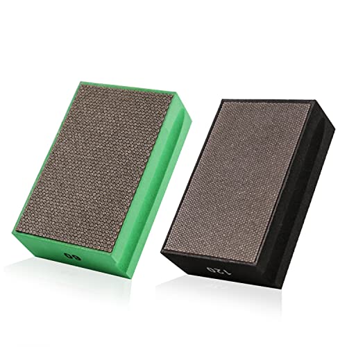 Electroplated Diamond Hand Polishing Pads 60-400 Grit Sanding Tile Stone Marble Concrete Wet Dry¡­ ((60Grit+120Grit)) (60Grit+120Grit)