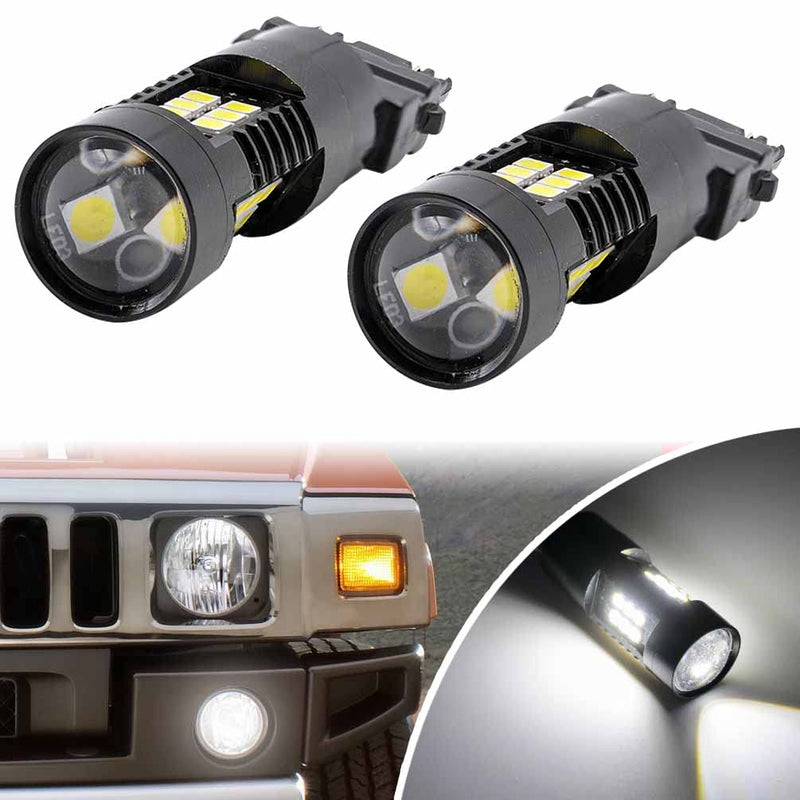 NJSBYL H2 LED Daytime Running Lamps for H-ummer H2 2003 2004 2005 2006 2007 2008 2009 DRL Position Bulbs 21 SMD Chipsets 1200 Lumens Xenon White LED Driving Running Lights