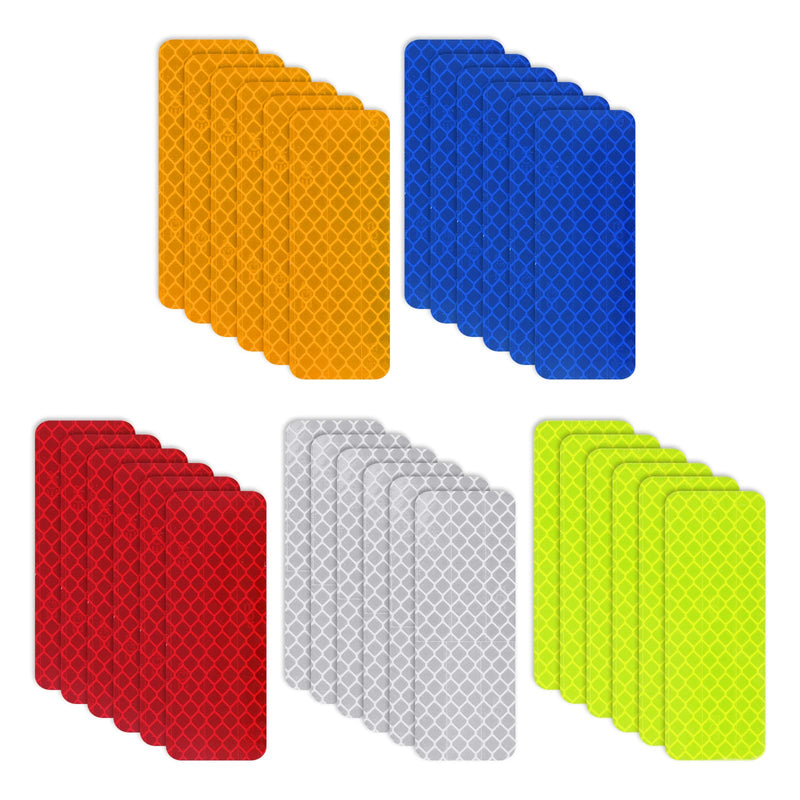 30 Safety Reflective Stickers, Warning Stickers - Stick-on Car Reflector Tape for Vehicle, Bicycles, Motorcycles, 1.18 x 3.25 Inch