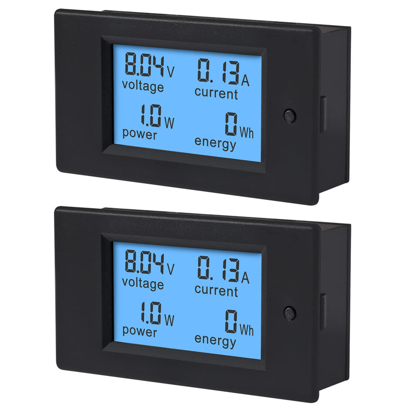  [AUSTRALIA] - 2 Pack DC 6.5-100V 0-20A LCD Display Digital Ammeter Voltmeter Multimeter Current Voltage Power Energy Battery Monitor Amperage Meter Gauge