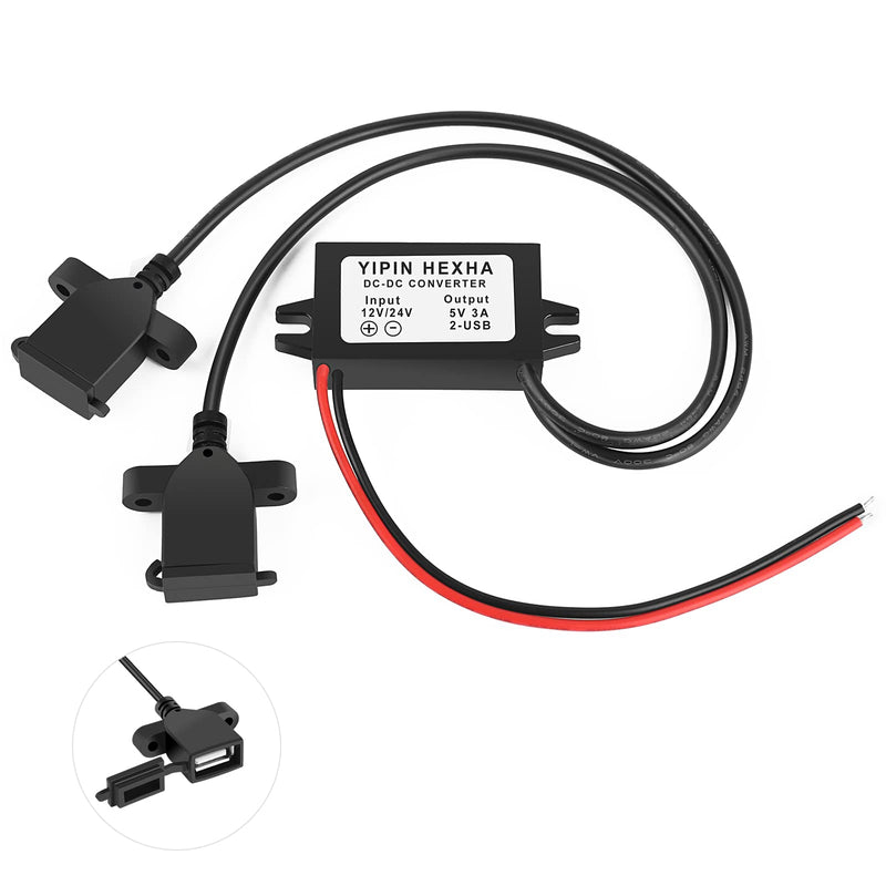 DC Converter 12V 24V to 5V 3A 15W Dual USB Female DC DC Buck Converter Adapter Step Down Module Dual USB Interface