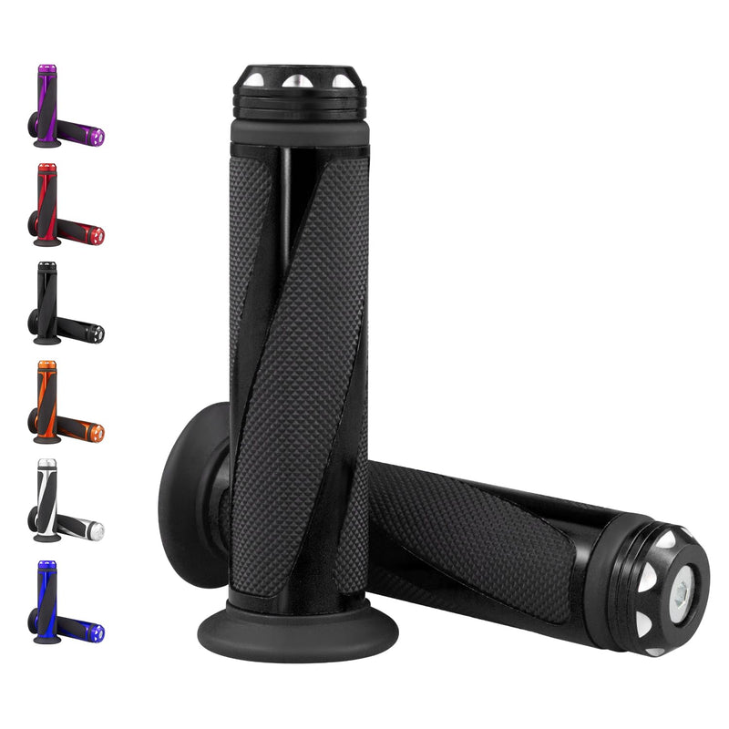 Universal Motorcycle Handlebar Grips Fits for Motorcycles with 7/8" Left Grip and 1" Right Black