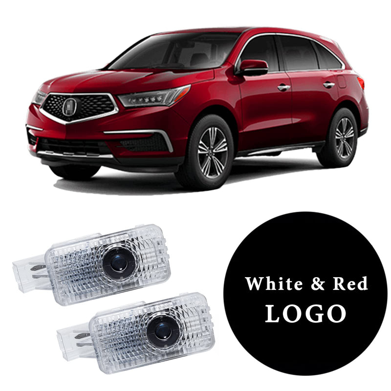 Never Fade Car LED Door Logo Projector Ghost Shadow Light, for RLX/MDX/ZDX/TLX/TL/RDX Series Accessories Door Light Logo LED Laser Car Courtesy Step Light HD (White Red) White Red