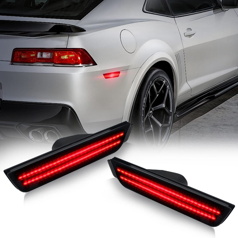  [AUSTRALIA] - D-Lumina Chevy Camaro Side Marker Lights Smoked Lens for Camaro 2010 2011 2012 2013 2014 2015, Rear Bumper Red Marker Light Tinted Side Reflector, OEM Replacement Plug N Play, Pack of 2