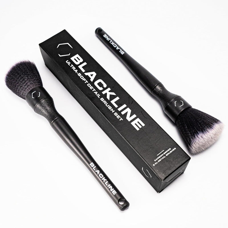 Blackline Car Detail Brushes- Luxury Car Detailing Brush Set for Interior and Exterior - Best Auto Detailing Brushes - Premium Car Detailing Brushes (Ultra Soft Bristles) Ultra Soft Bristles