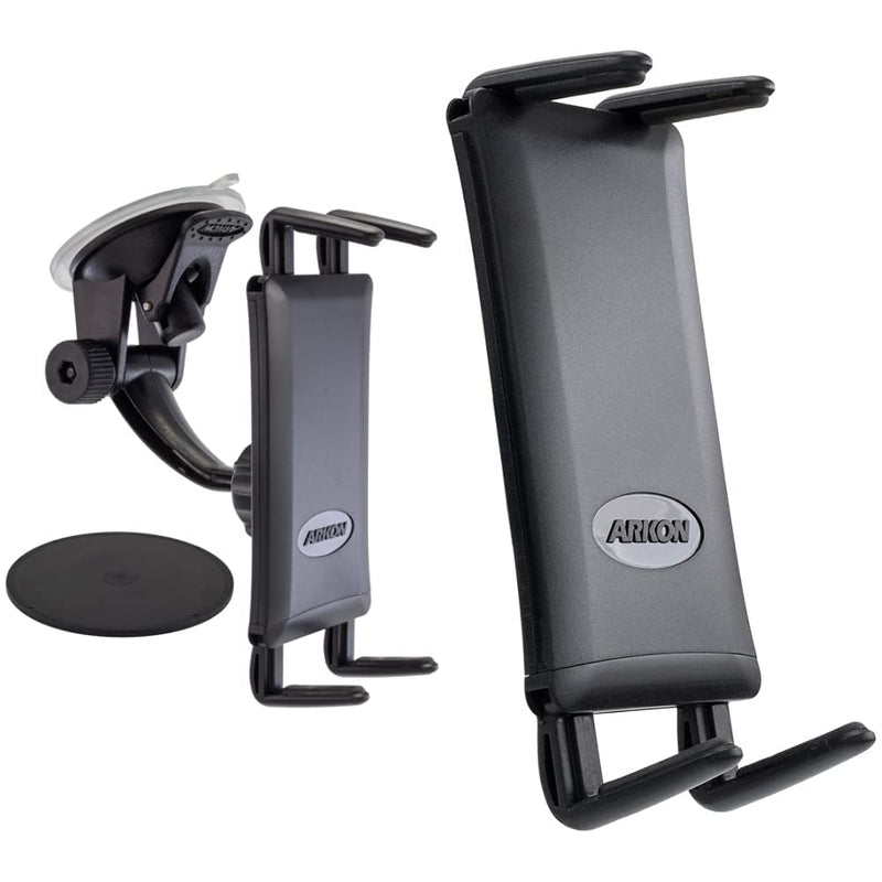 ARKON Windshield and Dash Suction Car Mount Holder & Phone and Midsize Tablet Holder for iPhone X 8 7 6S Plus iPad Mini Galaxy S8 S7 Note 8 Retail Black Holder + Holder