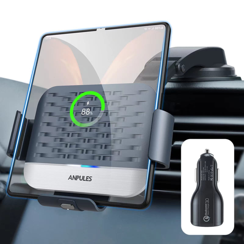 Dual Coil Wireless Car Charger Mount,for Galaxy Z Fold Series | Fast Wireless Charger With Auto Clamping Design,Fits Galaxy Z Fold7/6/5/4/3,Supports Air Vent And Dashboard Installation