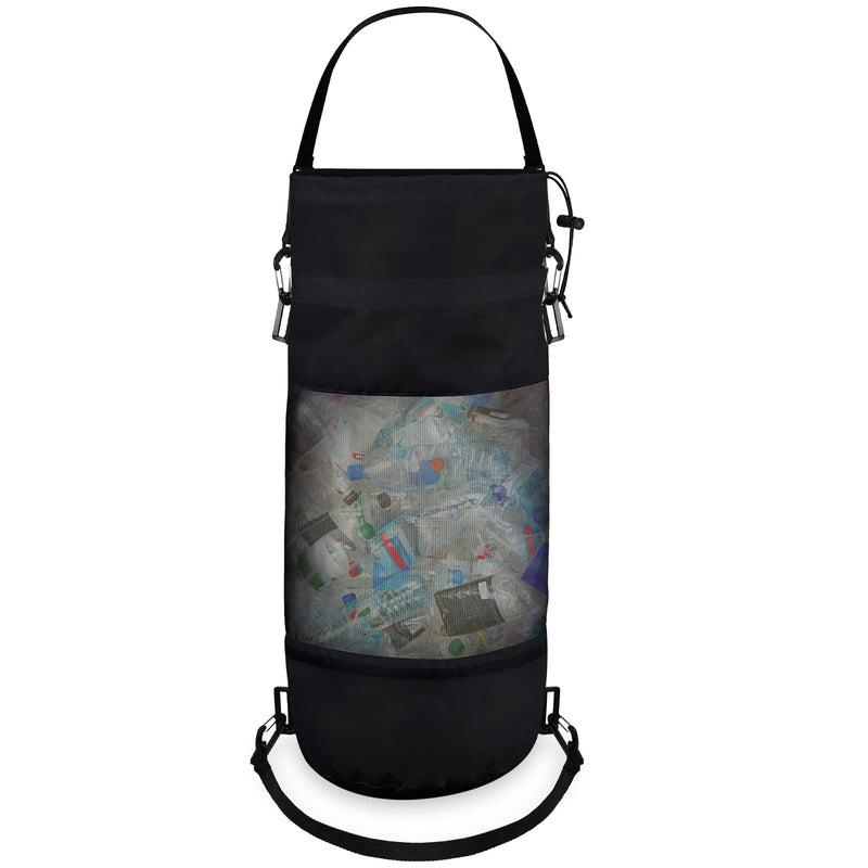 Gersoniel Portable Boat Trash Bags Boat Accessories Container Outdoor Medium Hoop Mesh Trash Bags Reusable Garbage Container Cabin Storage for Men Women Adults Kayak Camper Fishing Black Classic Style