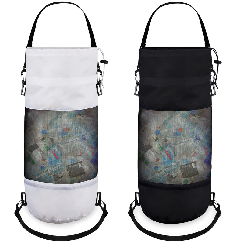 2 Packs Portable Boat Accessories Mesh Trash Bags Trash Can Garbage Container for Boat Kayak Camper Fishing Cabin Storage Men Women Adults(Black, White) Black, White