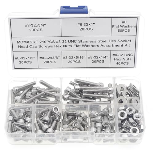 #8-32 UNC 304 SS Knurled Socket Head Cap Screws Nuts & Washers Kit #8-32UNC