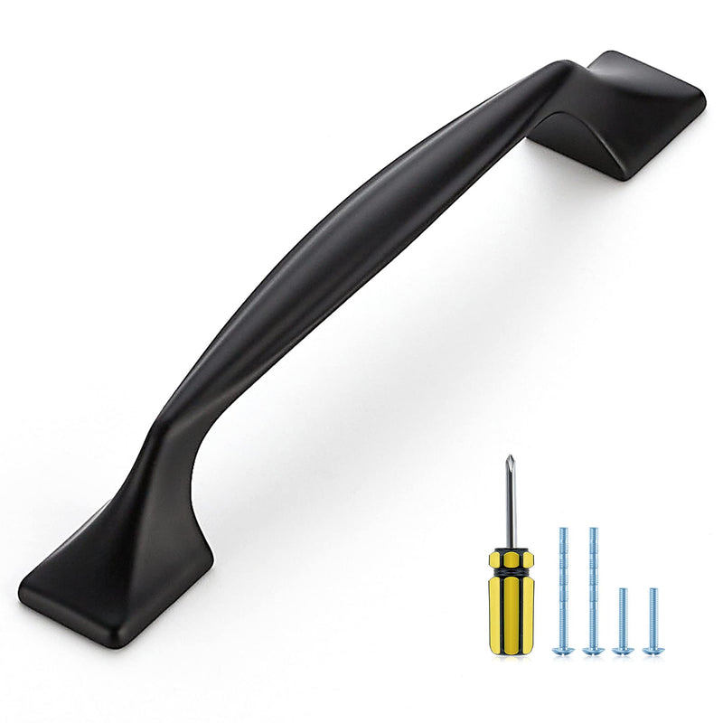 Ravinte 10 Pack Cabinet Handles Black Cabinet Pulls 3-3/4 Inch Kitchen Cabinet Handles Curved Drawer Handles for Kitchen Cupboard Arch Pulls Square Foot Dresser Pulls Come with Screwdriver 3-3/4 In Hole Center Matte Black