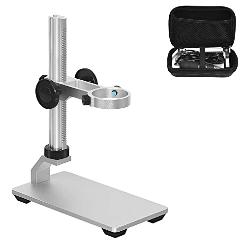 Universal Microscope Stand Pro, Stable Professional Aluminum Alloy Scope Base Holder Support Bracket for Max Diameter 1.4" USB Digital Wireless WiFi Microscope Endoscope Magnifier Camera Silver