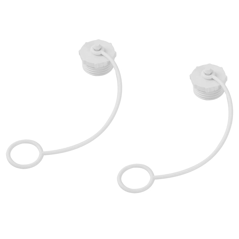 TonGass (2-Pack, White) Coupler Hose Plugs with Straps, Easy Twist 3/4" MPT Connectors Compatible with Most RV City Water Inlets, Keep Dust and Debris from the Fresh Water System - B Style B Strap