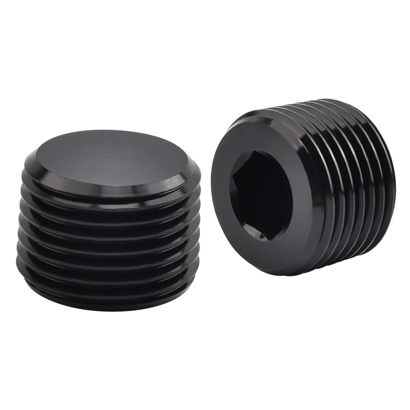 EVIL ENERGY 3/8" NPT Plugs Aluminum Socket Allen Head Black, Pack of 2