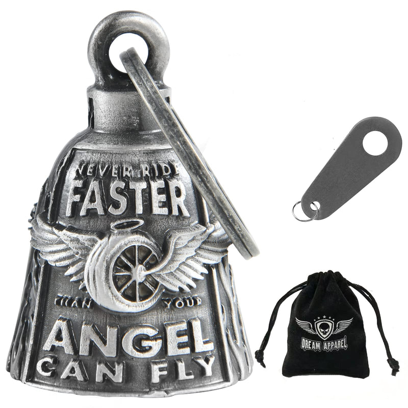 Dream Apparel Motorcycle Bells for Bikers Guardian Angel Gremlin Motorcycle Bells for Motorcycle Rider Key Chain for Luck Never Rider Faster Than Your Angel Can