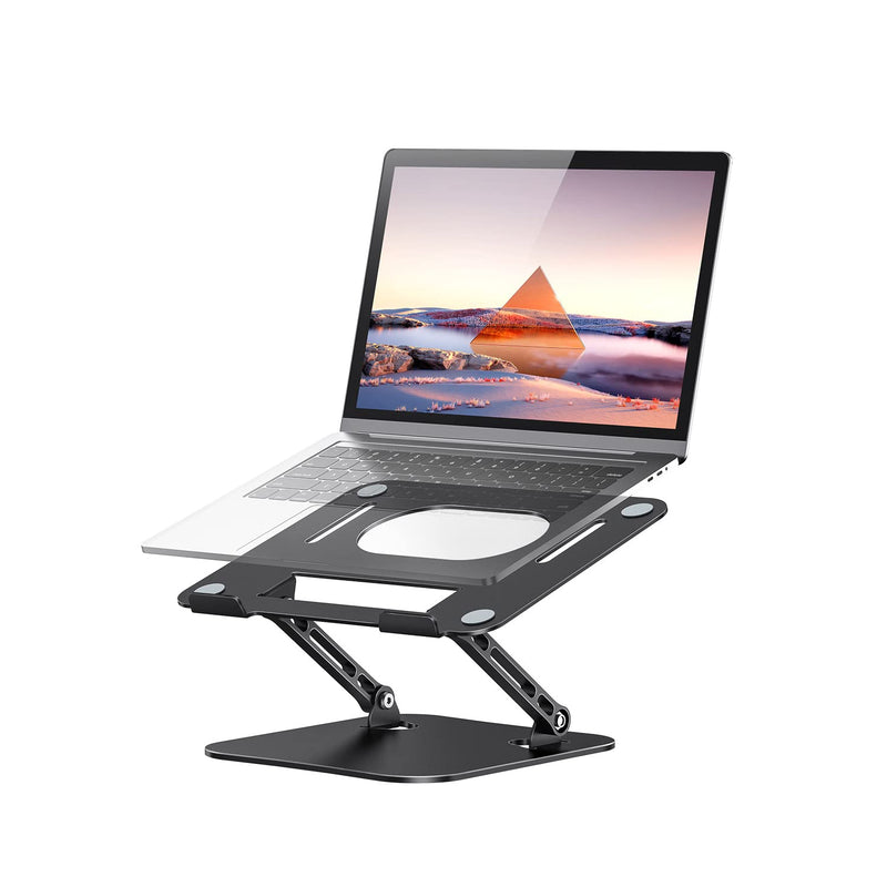 Laptop Stand, Adjustable Laptop Stand for Desk, Aluminum Computer Stand Portable Laptop Riser, Foldable Laptop Holder for Mac HP ASUS Acer Surface ThinkPad Dell Lenovo Black
