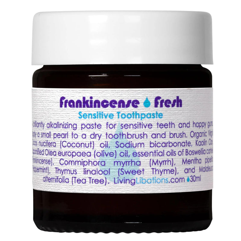 Living Libations - Organic Frankincense Fresh Sensitive Toothpaste | Natural, Wildcrafted Clean Beauty (1 oz | 30 mL) 1 Ounce (Pack of 1)
