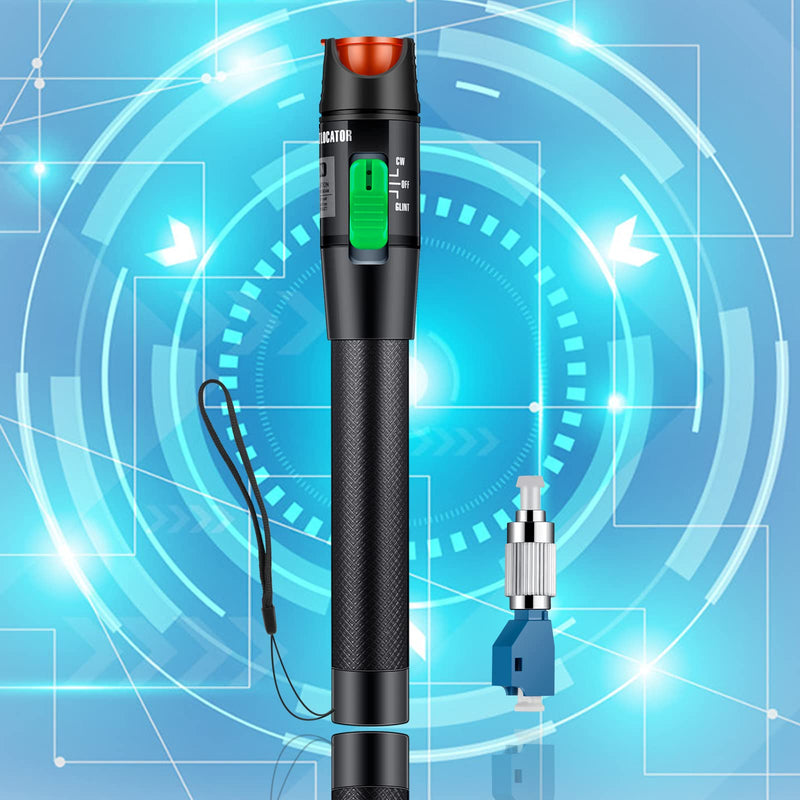 1pc Professional Visual Fault Locator Fiber Optic Tester - Includes 1pc 9/125μm Singlemode FC/LC Adapters | for Fiber Optic Cable Maintenance, Network Installation & Repair (Mode Number: VFL-30)