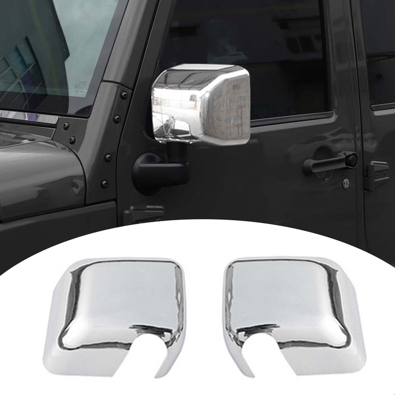 Rearview Mirror Cover Trim Shell Kit Car Rear View Mirror Exterior Decoration Accessories for Jeep Wrangler JK JKU 2007-2017,Chrome Chrome