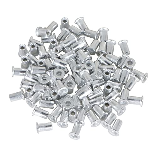 findmall 100Pc Rivet Nut Kit 10-24UNC Aluminum Flat Head Threaded Rivet Nut