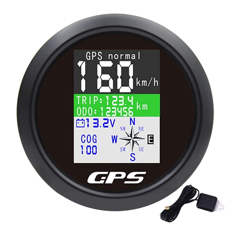 KAOLALI GPS Speedometer 85mm Boat GPS Speedometer Odometer Speed Gauge Meter Waterproof Digital MPH Knots Km/h Adjustable for Marine Car Truck Motorcycle 9-32V Black
