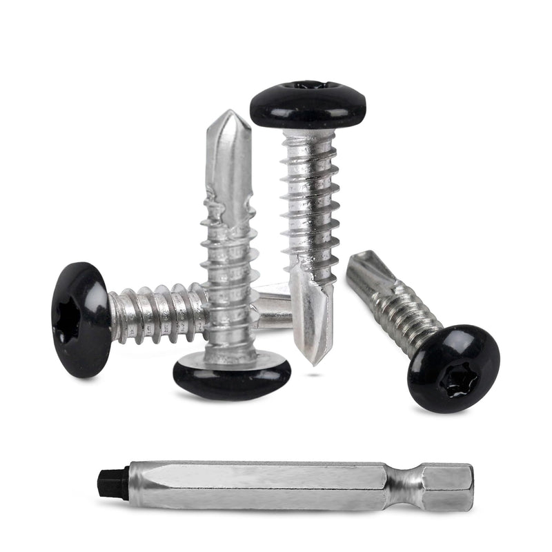 250-Pack #10 x 3/4 Black RV & Trailer Self Tapping Sheet Metal Screws | Enclosed Cargo Trailer Skin Fasteners | Dbl Square Bit Included