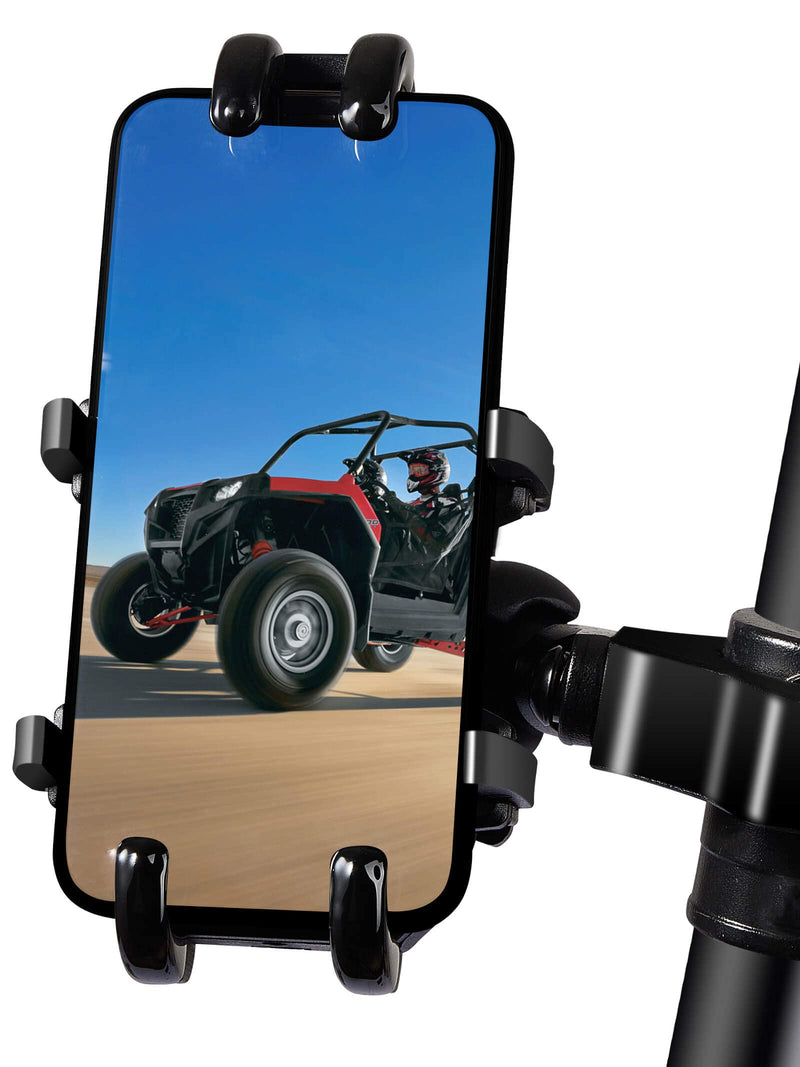 UTV Phone Holder, Aluminum Alloy Heavy Duty Cell Phone Mount for UTV/SXS,360° Adjustable Mounting Bracket Fits 1.75”-2” Roll Cage, 8 Claws Tightly Hold iPhones or 4.7”-7.1" Devices