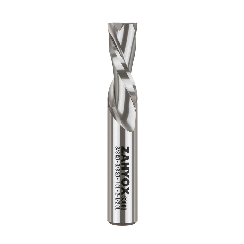 ZahyoX 3/8" Downcut Spiral CNC Router Bit, 2 Flute, Solid Carbide with Tungsten Carbide, 3" Cutting Dia, 1" Cutting Length, 2-1/2" Overall Length, CNC End Mill 1"CL Pack of 1