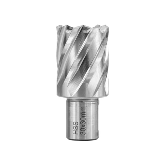 Shank HSS Annular Drill Bit 12-42x30mm TiN Coated Hollow Drill Bit for Metal Cutting Weldon Shank Core Drill Bit (30x30mm) 30x30mm