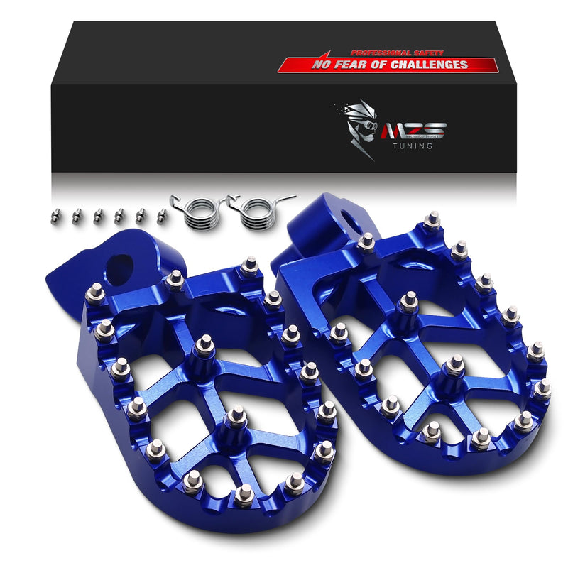 MZS Dirt Bike Foot Pegs, CNC Motocross Footpeg MX Footrest Rest Pedal Blue Compatible with YZ65 YZ85 YZ125 YZ250 YZ250F YZ125X YZ250X YZ426F YZ450F YZ450FX YZ250FX WR250F WR450F YZ 65/85/125/250/250F/250X/426F/450F,WR 250F/450F