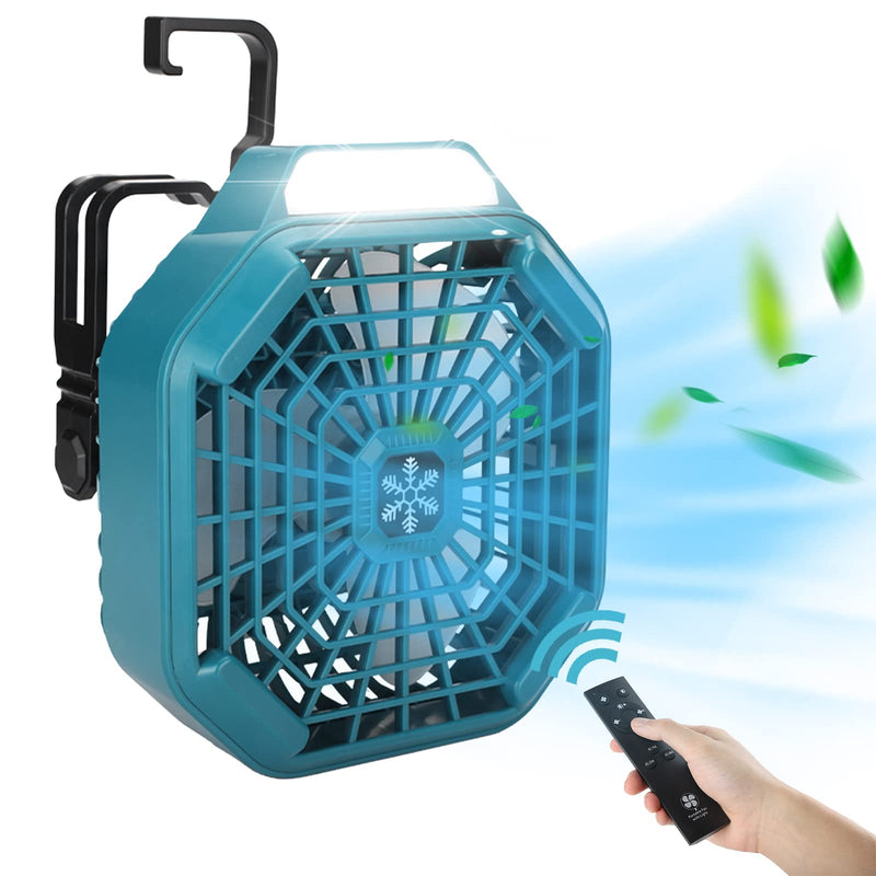 Taingwei Cordless Fan with Remote for Makita 18v Battery,Camping Fan with 3 Energy Efficient Speed Settings and Dimmable Led Light (TOOL ONLY) Camping Fan