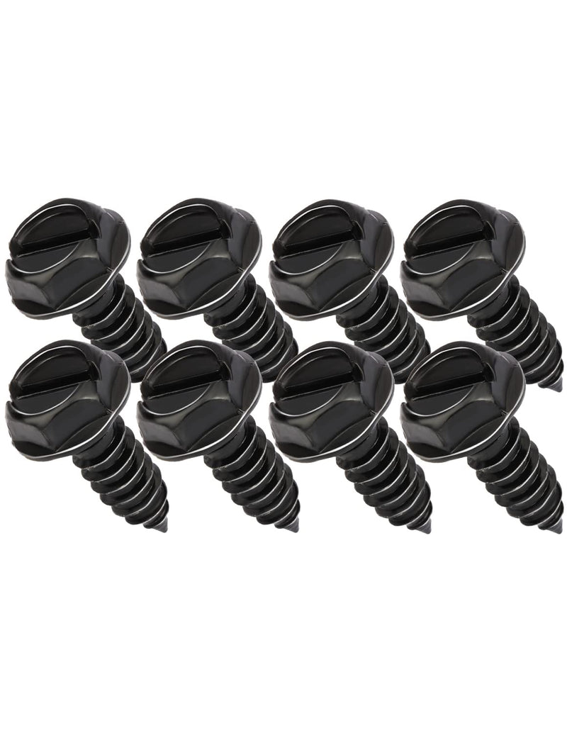 Aujen License Plate Screws, Rustproof Stainless Steel License Plate Screw Kit, Suitable for Screw Holes Size of 3/4" x 1/4" License Plate Bolts, Black License Plate Screws for Most Vehicles (8 Pcs)