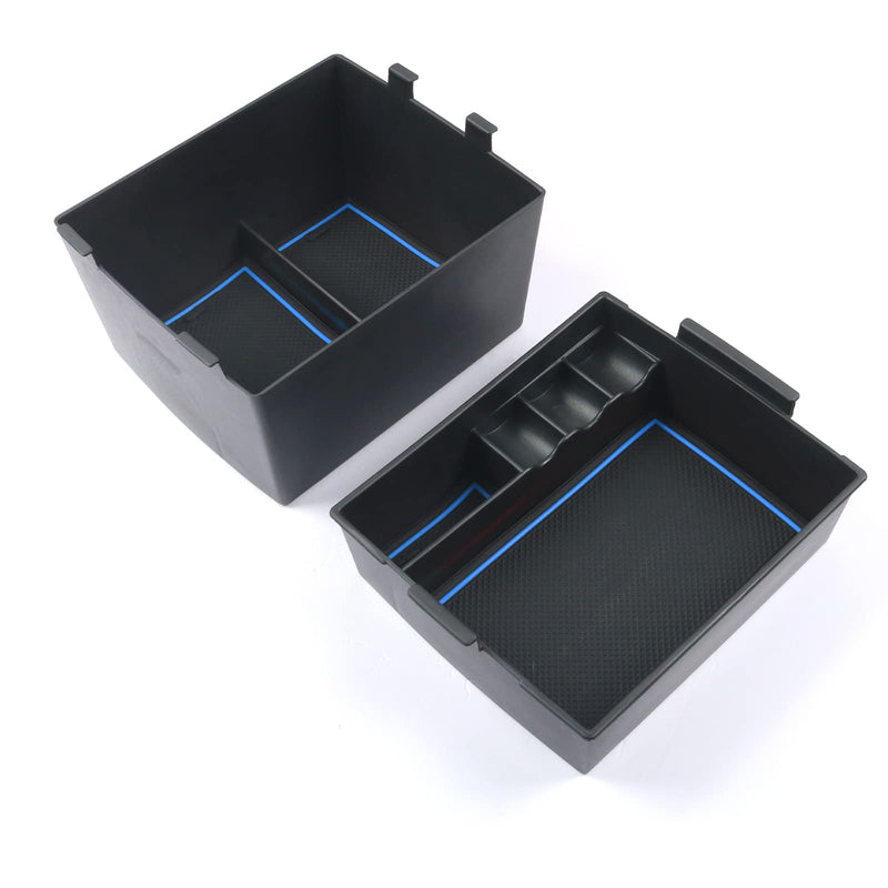 CDEFG for 2022 2023 2024 2025 Maverick Pickup Truck Center Console Organizer Tray 2022-2025 Maverick Armrest Trays Storage Box Coin Container 2022-2025 Maverick Truck Accessories, 2-Pack(Blue Trim) Blue Trim