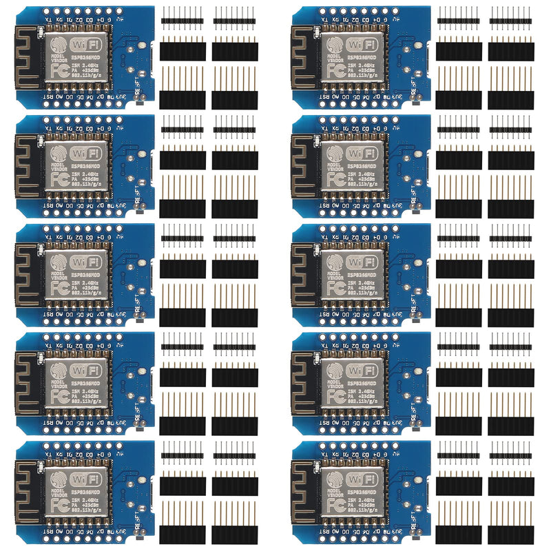 10pcs ESP8266 ESP-12F NODEMCU LUA Mini Wireless D1 Module Nodemcu Lua 4M Bytes WLAN WiFi Internet Development Board Compatible with WeMos D1 Mini Nodemcu Lua
