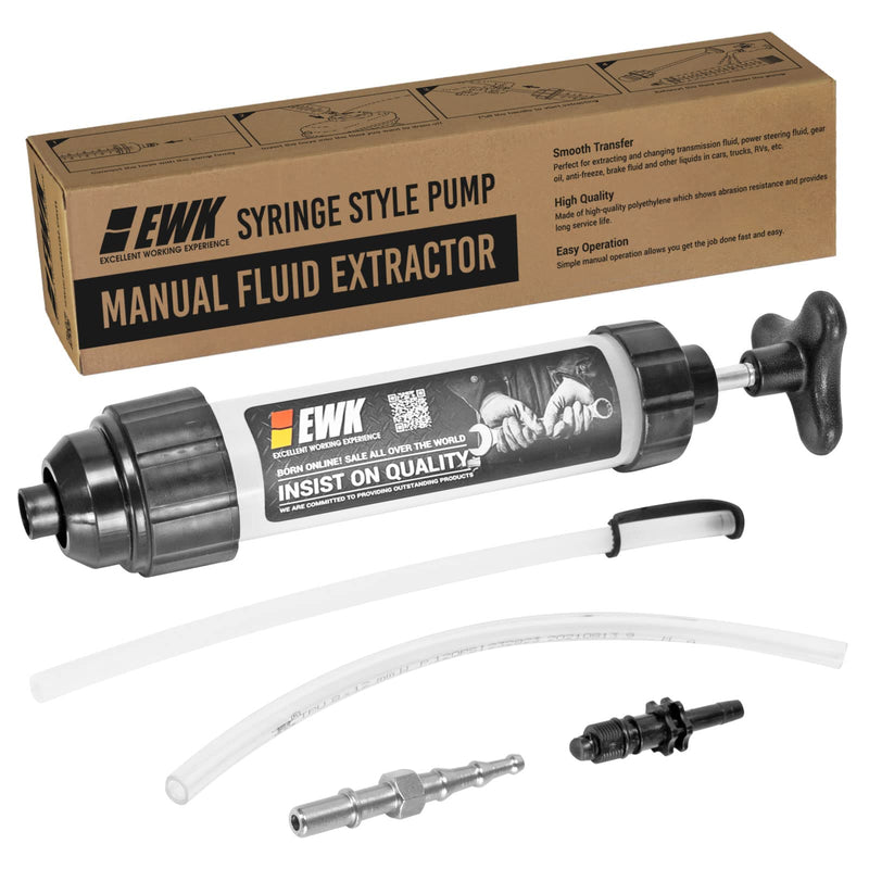 EWK 350ml Manual Fluid Extractor, Vacuum Oil Syringe Change Pump for Automotive Fluids Evacuation 350 ML