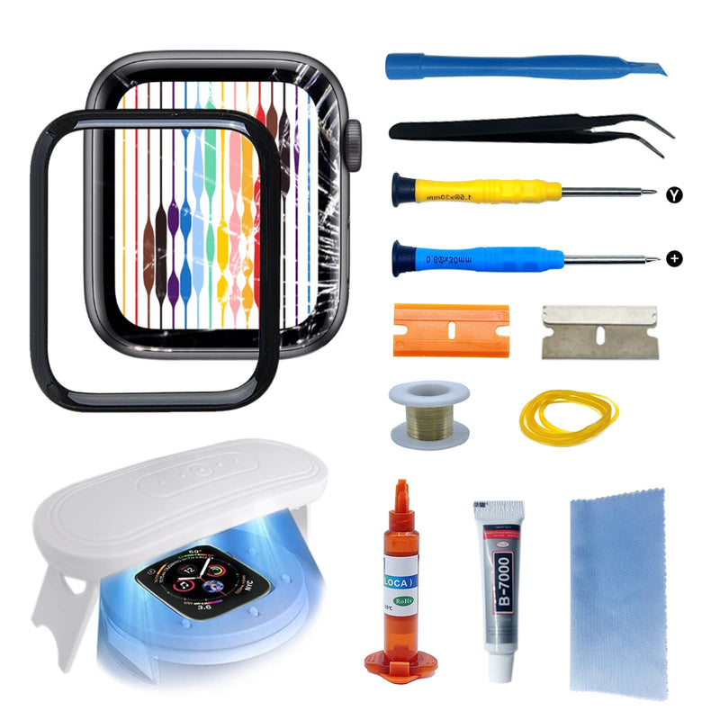 Compatible with Apple Watch 4/5/6/SE/SE2 44mm Screen Replacement Front Lens LED Glass Replacement Repair Kit with Tools and Instructions (No LCD Screen) Series 4/5/6/SE/SE2 44mm