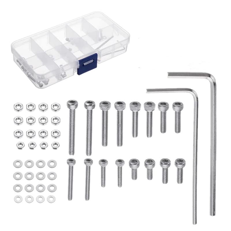 Baiko 50 Pcs/set M2.5 Universal Turntable Headshell Cartridge Mounting Kit Stainless Steel Bolts Screws Nuts Set with Case
