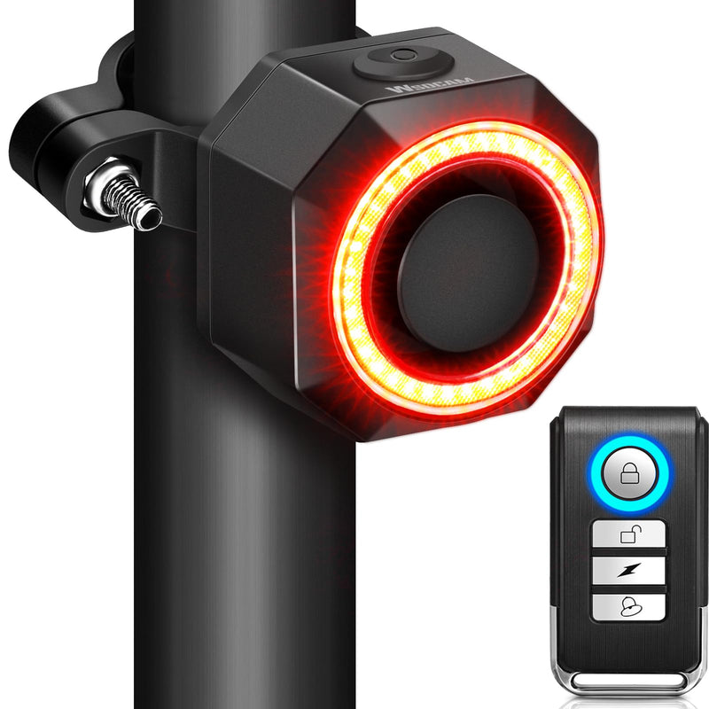 WSDCAM Smart Bike Tail Light Alarm Bike Brake Light Auto ON/Off Anti Theft Bike Alarm with Remote Waterproof Bicycle Alarm Rear Bike Light Bicycle Tail Light LED Rechargeable