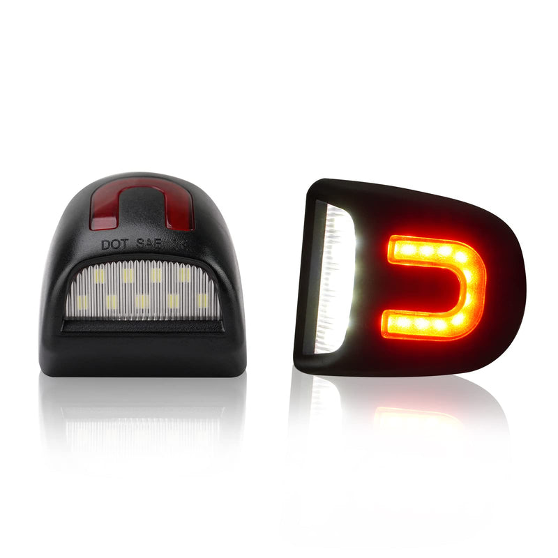 Bestview Red U-shaped Full LED License Plate Light Tag Lamp Assembly Replacement for Chevy Silverado GMC Sierra 1500 2500 3500 Suburban Tahoe Avalanche Cadillac Escalade EXT Yukon XL, 2 PCS Black+Red